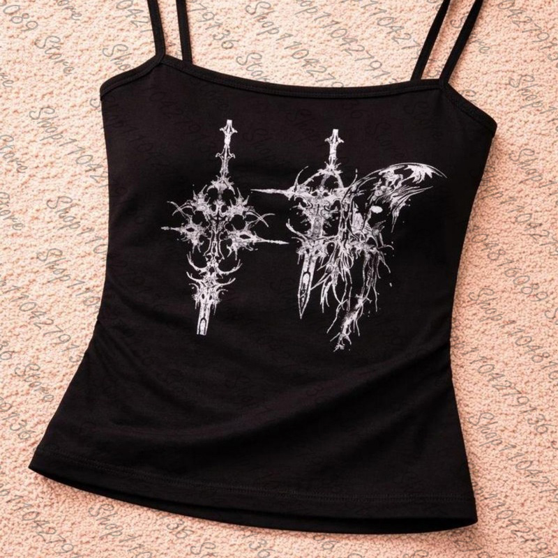 Y2K Graphic Baby Tee Crop - Готический женский корсетный топ с графическим