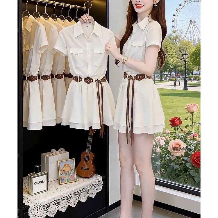 Korean Style A Line Shirt Dress - Платье-рубашка в корейском стиле с коротким