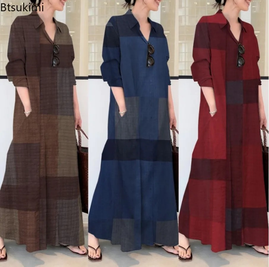 Casual Loose Linen Shirt Dress - Новое модное женское платье-рубашка из хлопка