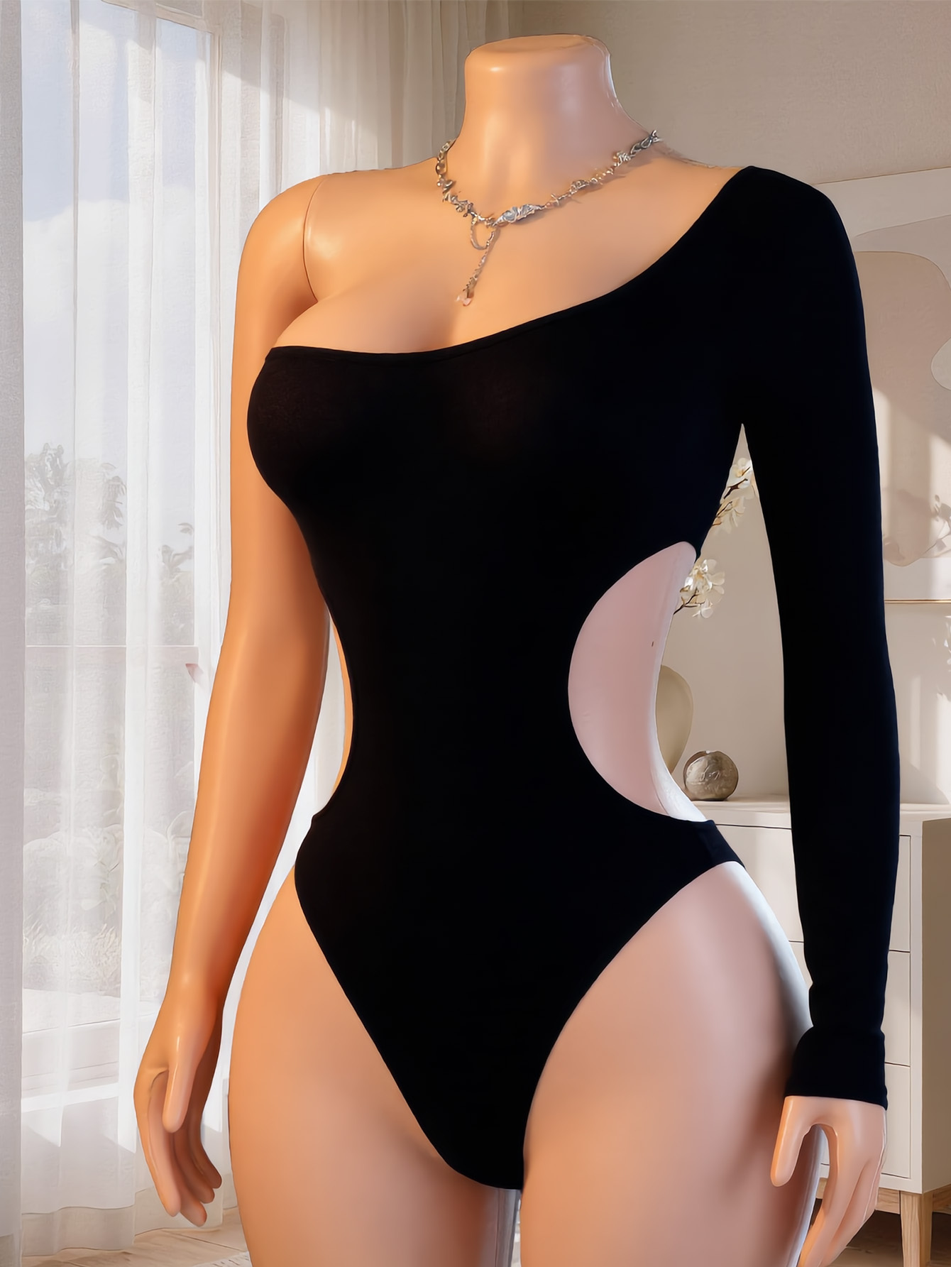 Lingerie - Женское боди с одним плечом, длинным