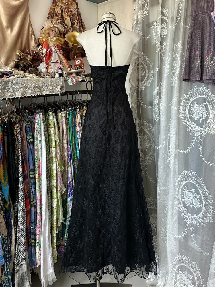 Y2K Backless Halter Mini Dress - Винтажное платье Y2K с лямкой через
