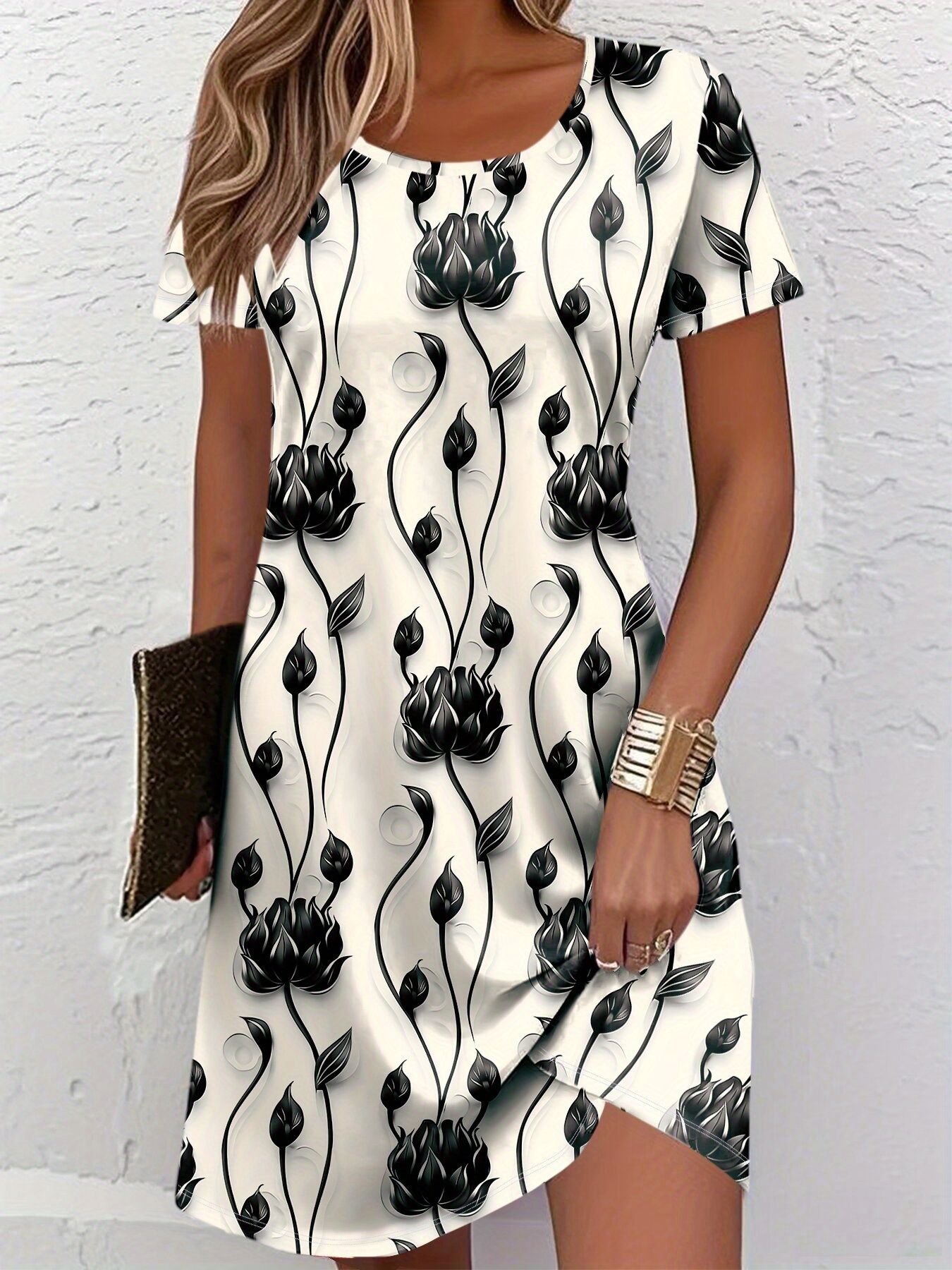 French Vintage Floral Midi Dress - Новое женское летнее платье с 3D-принтом,
