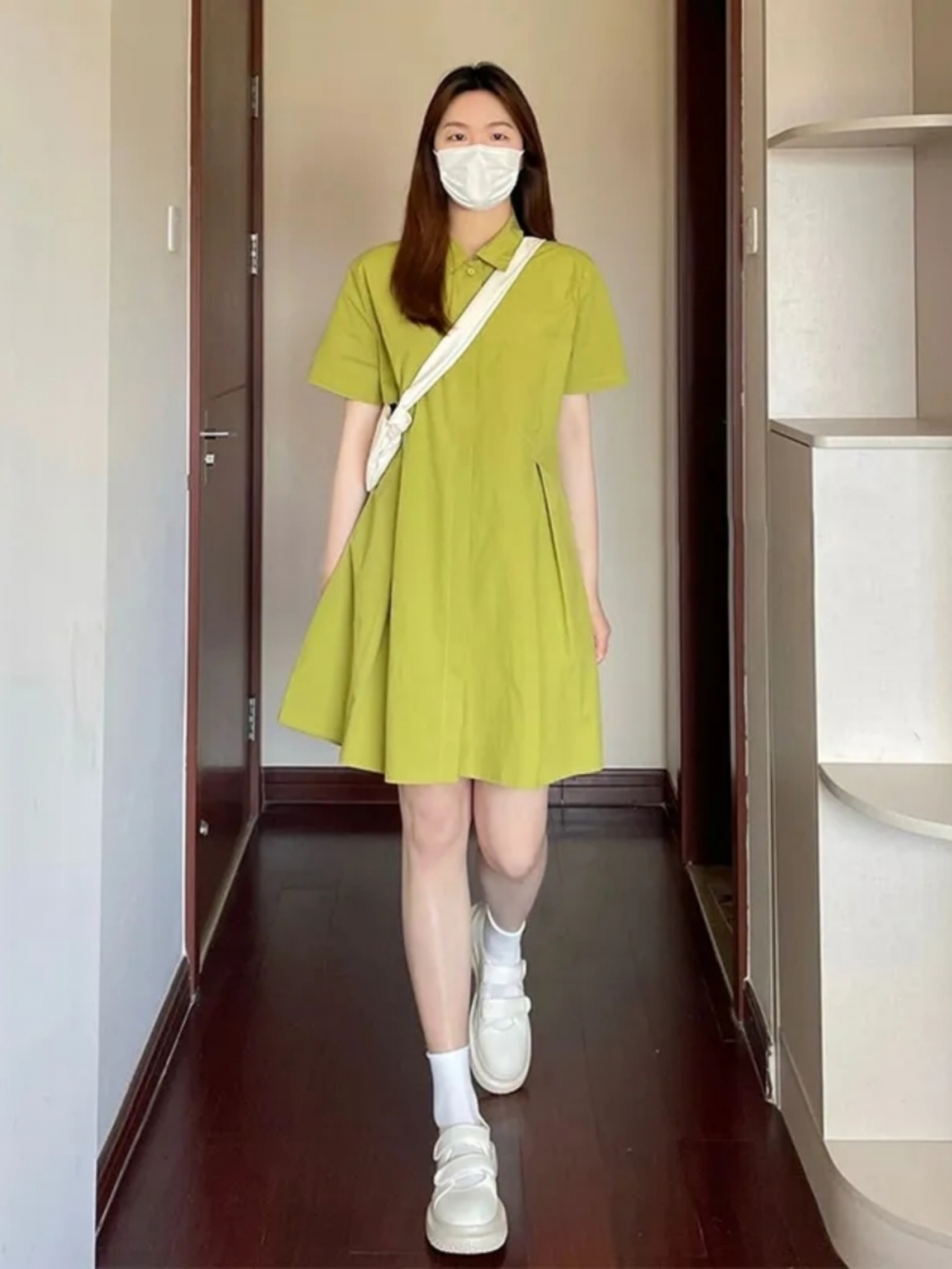 Korean Style A Line Shirt Dress - Женское платье больших размеров с короткими