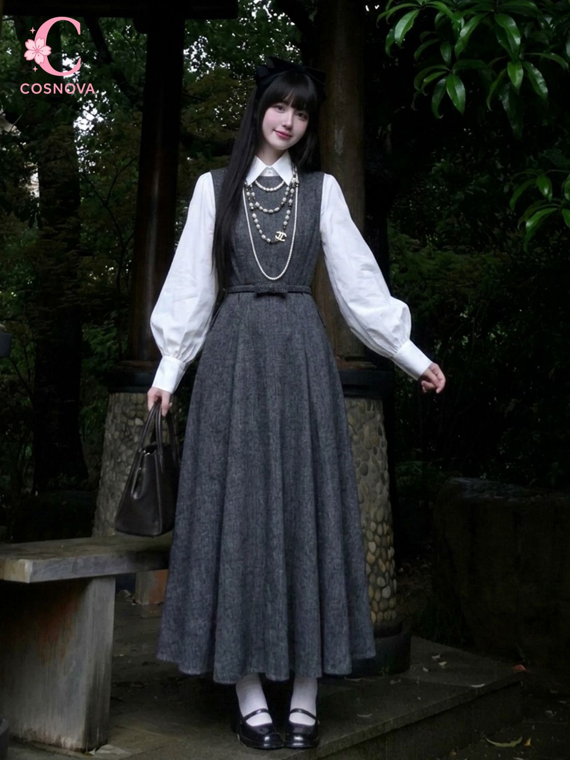 Korean Style A Line Shirt Dress - Корейский комплект из двух предметов в