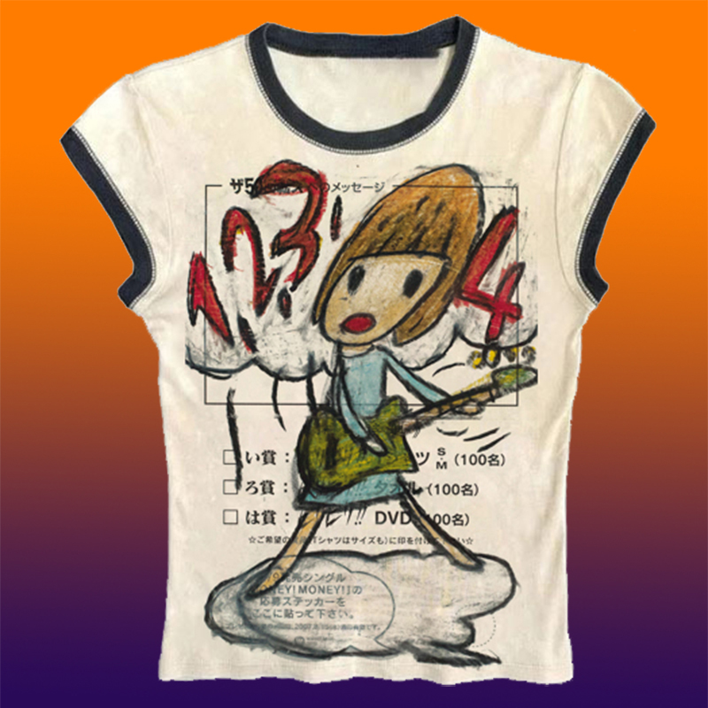 Y2K Graphic Baby Tee Crop - Y2K Корейская популярная одежда Эмо-летняя детская