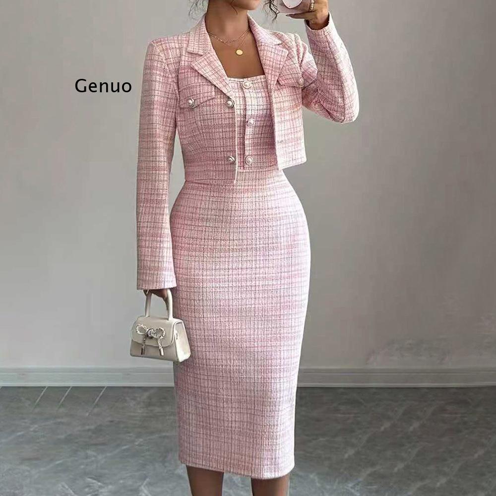 Tweed Two Piece Blazer Dress - Новый элегантный твидовый костюм-двойка 2026 года: