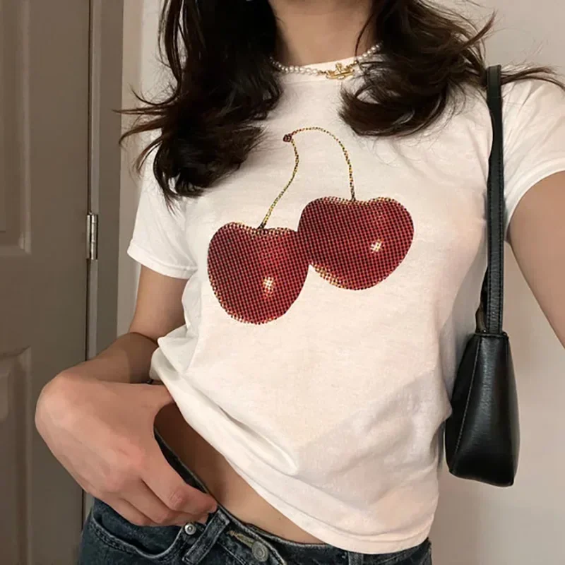 Y2K Graphic Baby Tee Crop - Эстетичная летняя футболка-кроп в стиле стритвир,