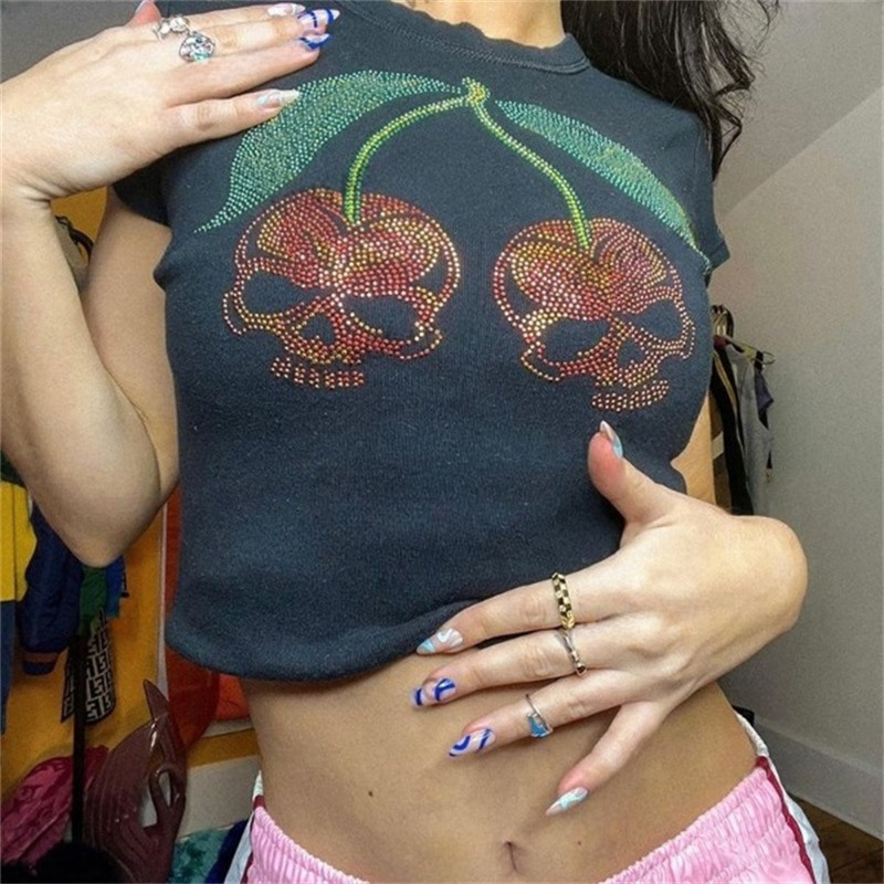 Y2K Graphic Baby Tee Crop - Женская футболка в стиле панк, в