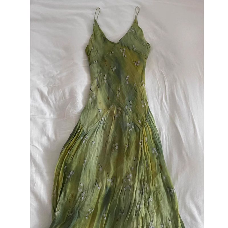 French Vintage Floral Midi Dress - Новинка 2025, винтажное элегантное платье миди