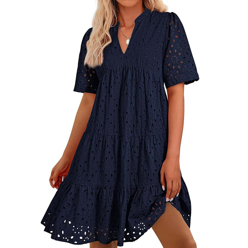 French Vintage Floral Midi Dress - Женское богемное летнее платье с V-образным
