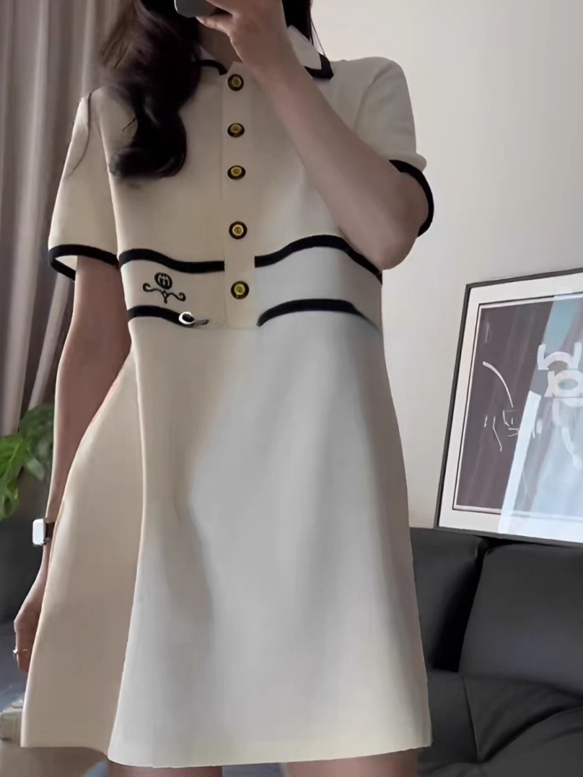 Korean Style A Line Shirt Dress - Платье-рубашка больших размеров с коротким рукавом