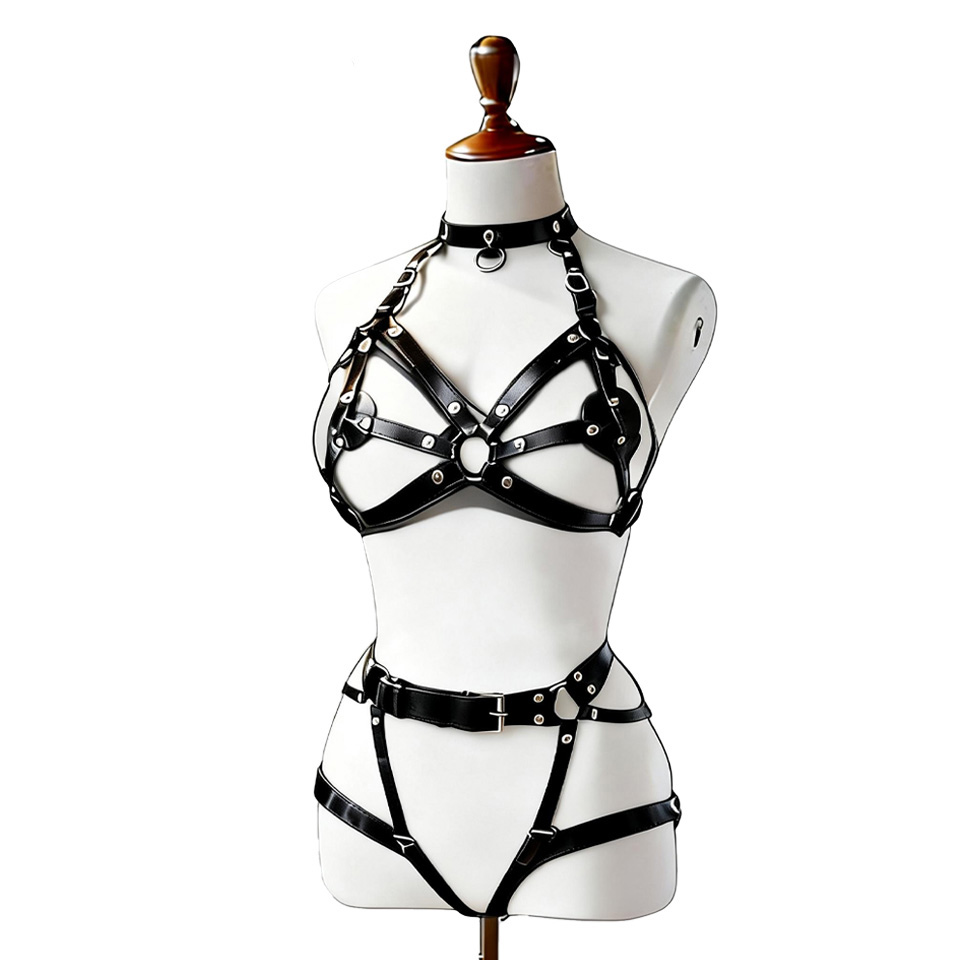 Lingerie - Женский сексуальный кожаный комплект нижнего белья: