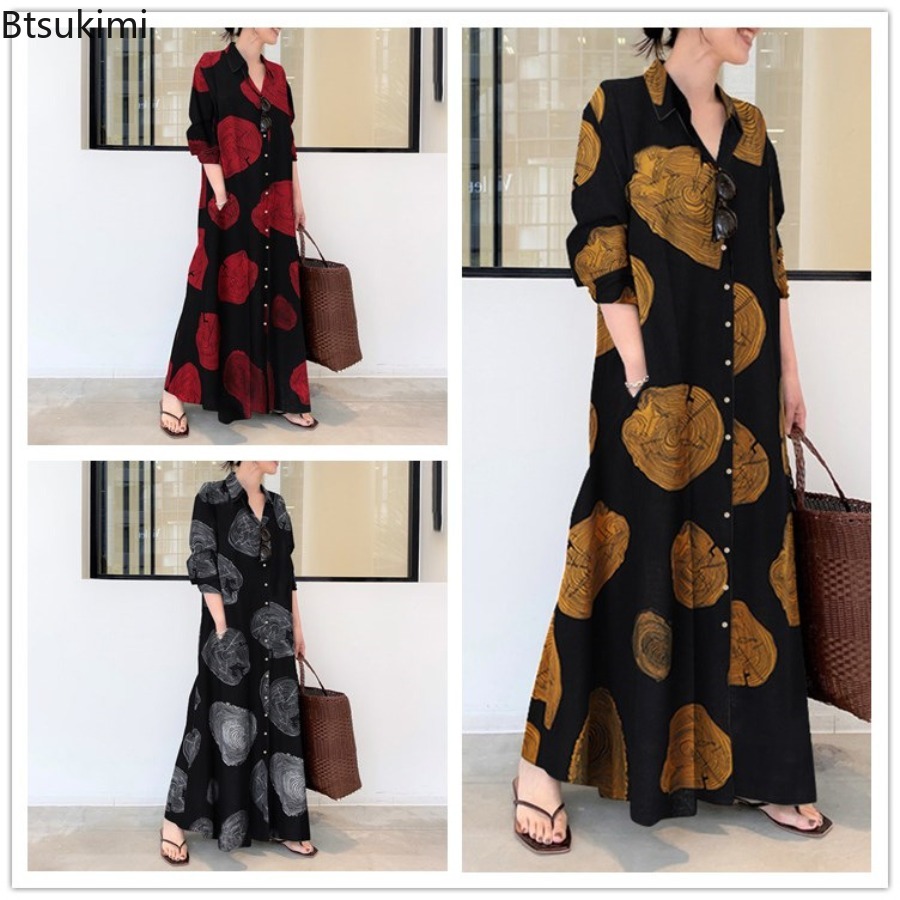 2026 женское платье-рубашка, с – обзор и цена Casual Loose Linen Shirt Dress