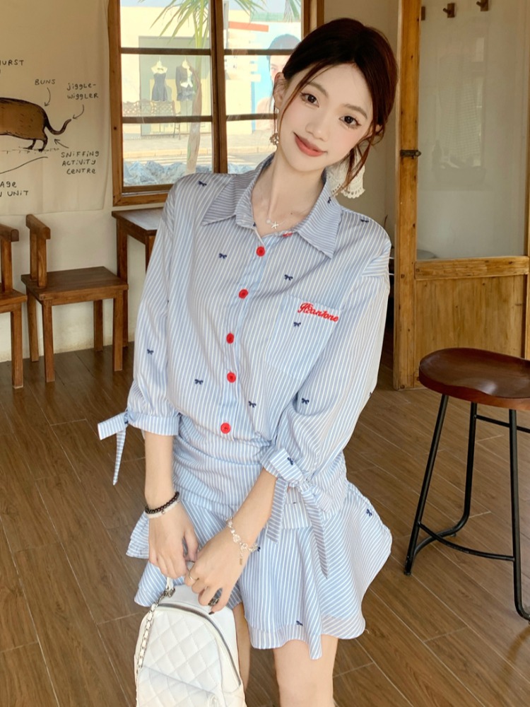 Повседневное платье-рубашка в  – обзор и цена Korean Style A Line Shirt Dress