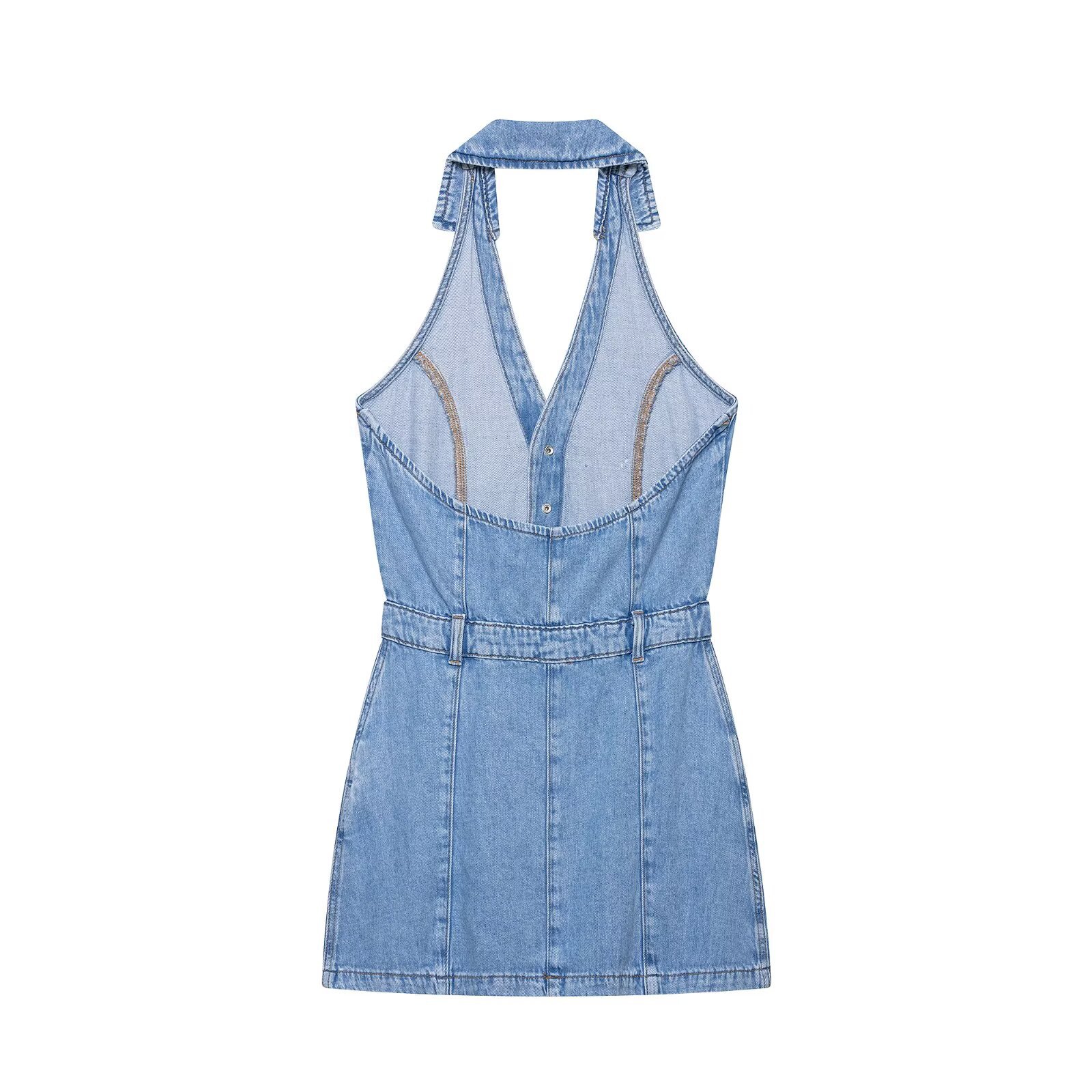 Джинсовое мини-платье Y2K с во – обзор и цена Y2K Backless Halter Mini Dress