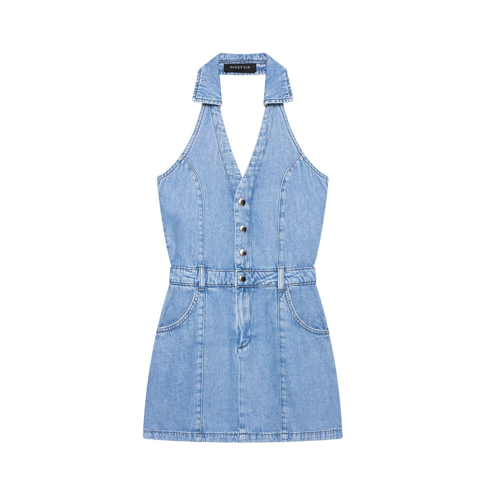 Джинсовое мини-платье Y2K с во – обзор и цена Y2K Backless Halter Mini Dress
