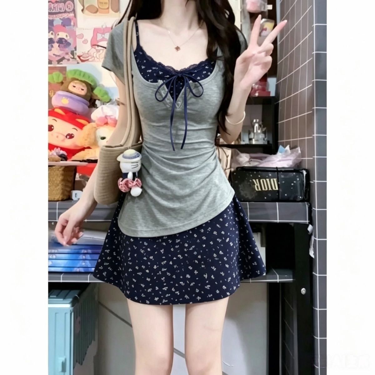 Женский летний комплект из дву – обзор и цена Korean Style A Line Shirt Dress