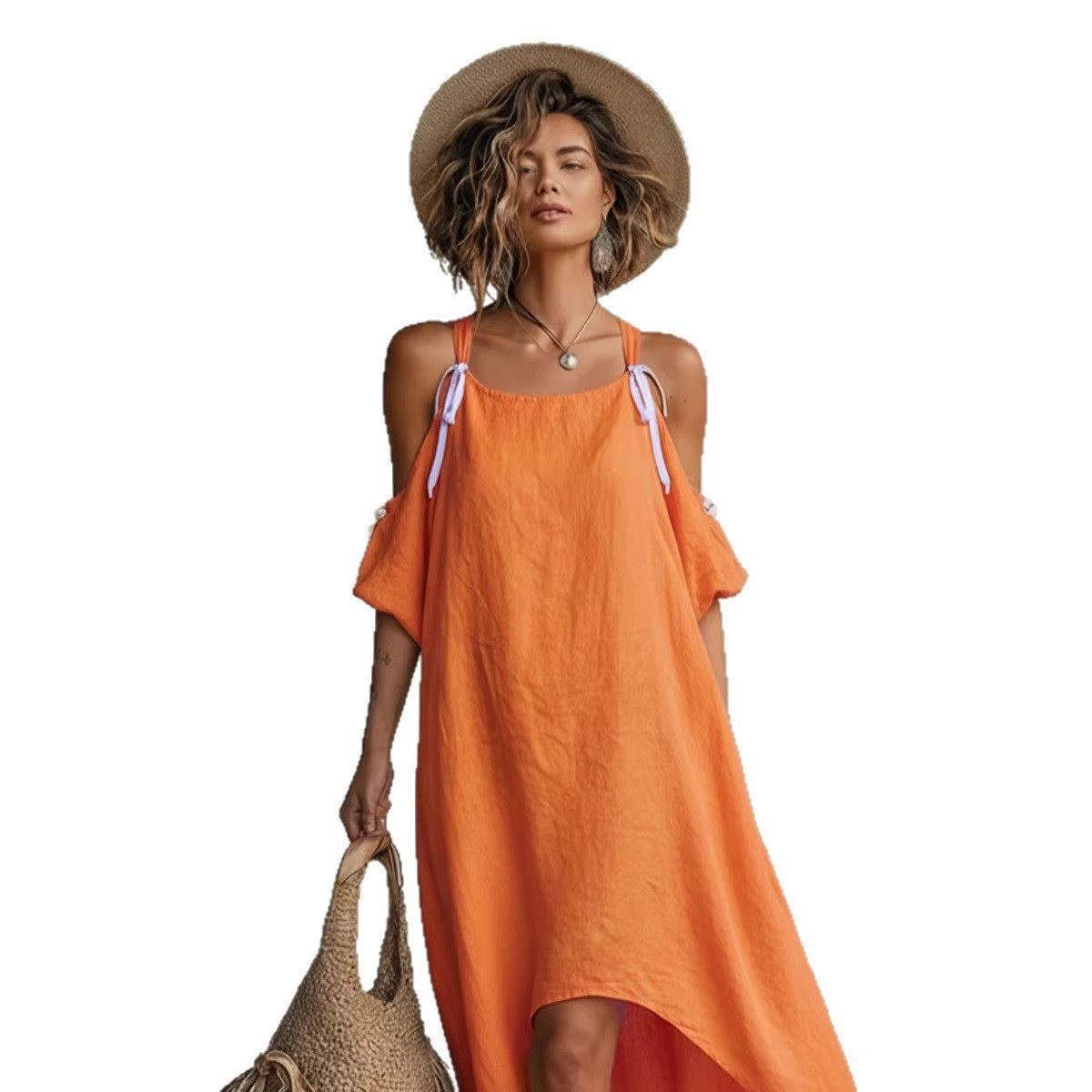Летнее женское платье с пышным – обзор и цена Off Shoulder Puff Sleeve Sundress