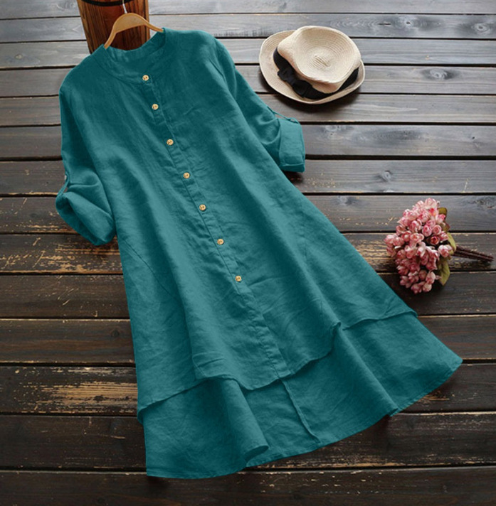 Платье-рубашка большого размер – обзор и цена Casual Loose Linen Shirt Dress