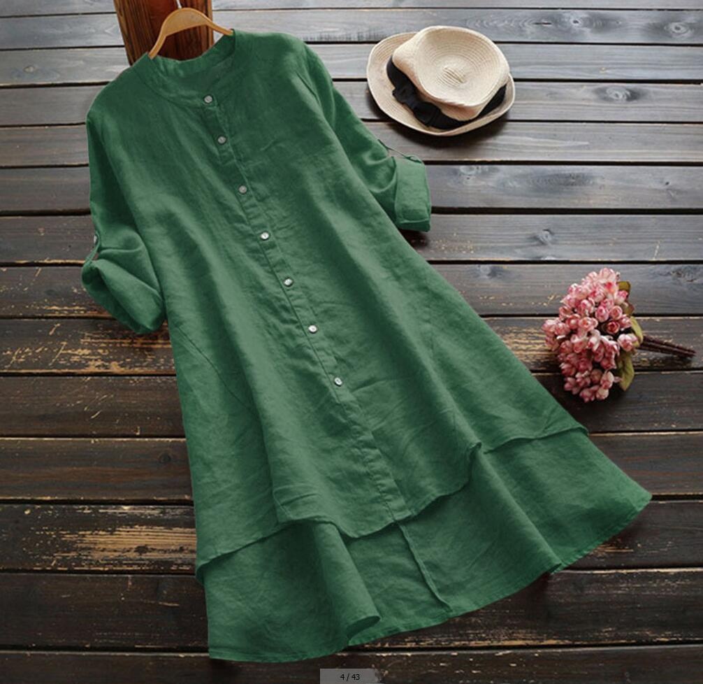 Платье-рубашка большого размер – обзор и цена Casual Loose Linen Shirt Dress