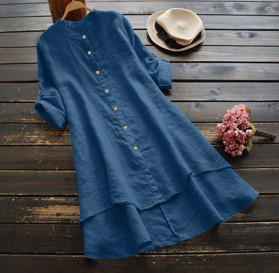 Платье-рубашка большого размер – обзор и цена Casual Loose Linen Shirt Dress