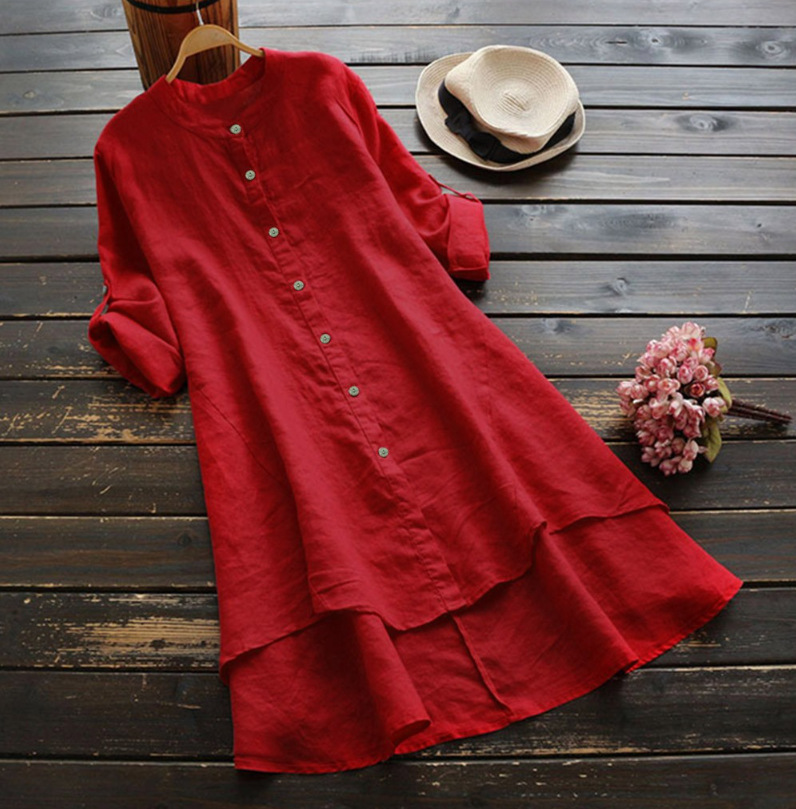 Платье-рубашка большого размер – обзор и цена Casual Loose Linen Shirt Dress