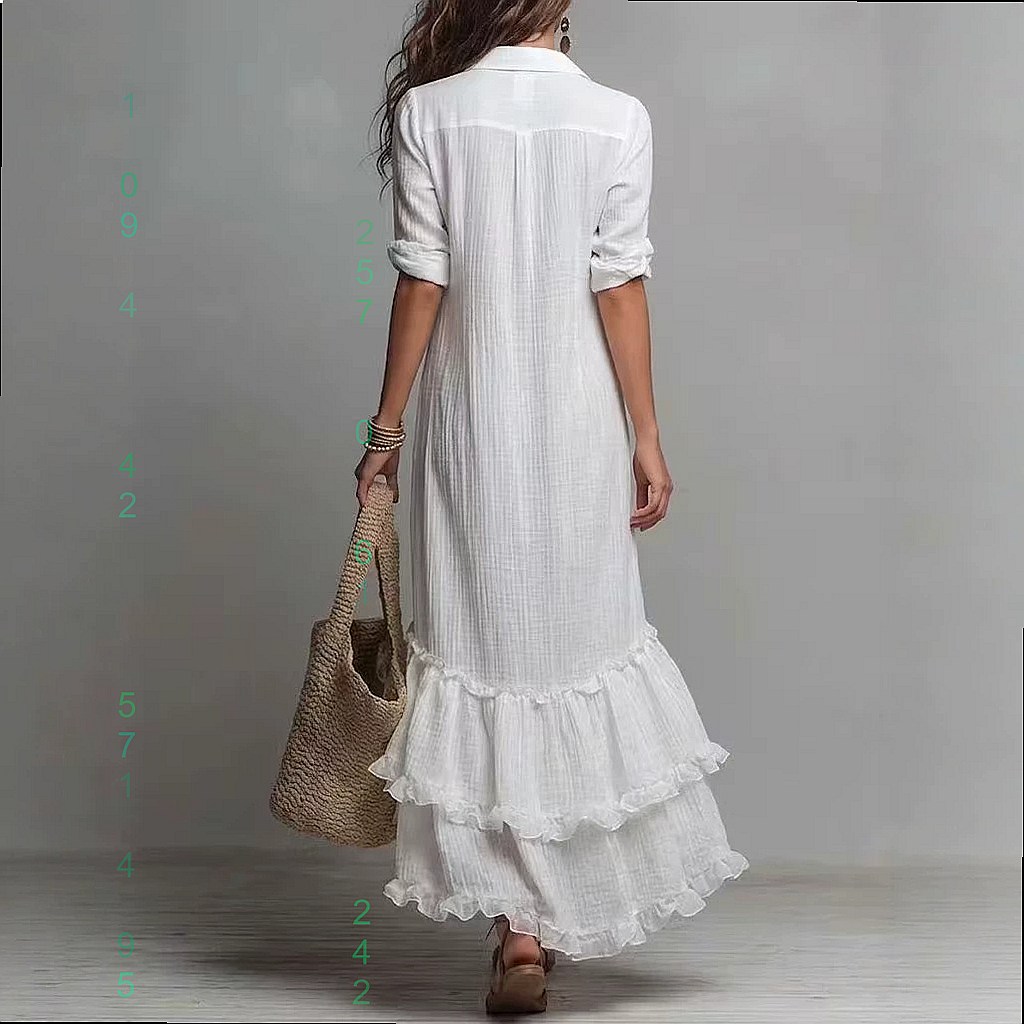 Хлопково-льняное платье с пере – обзор и цена Casual Loose Linen Shirt Dress