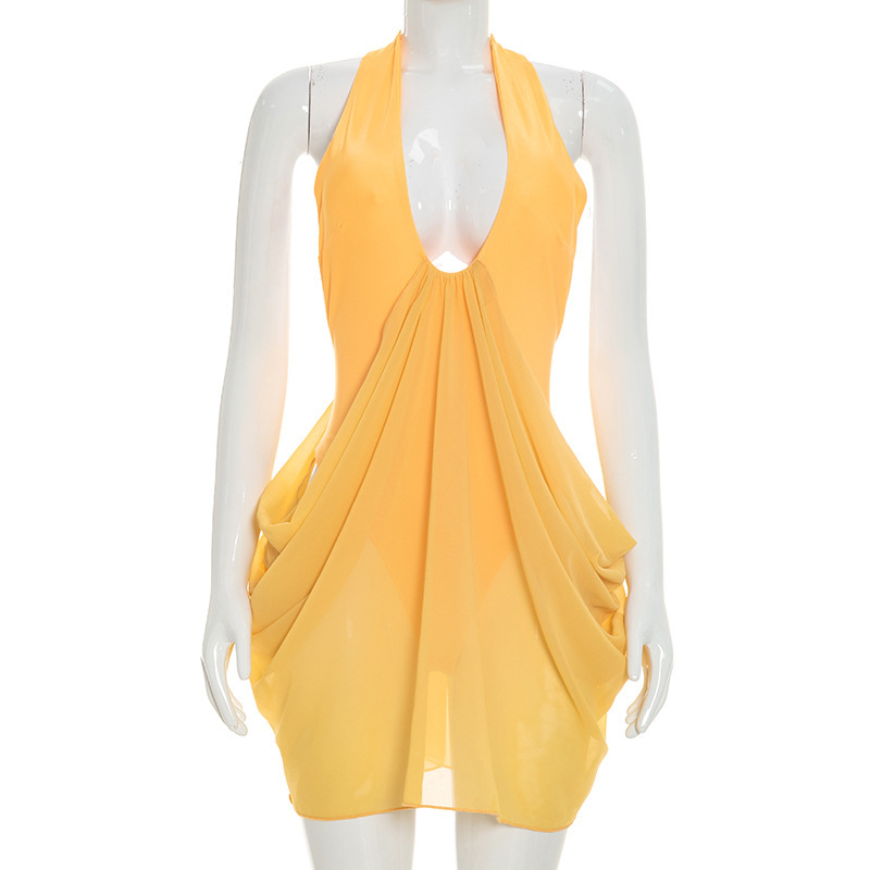 Новое женское мини-платье Y2K  – обзор и цена Y2K Backless Halter Mini Dress