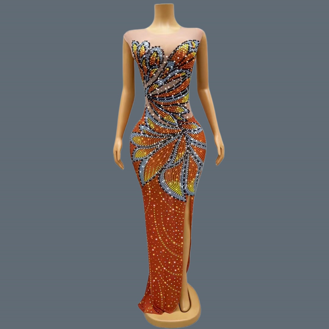 Женское вечернее платье макси  – обзор и цена Sparkly Rhinestone Club Party Dress