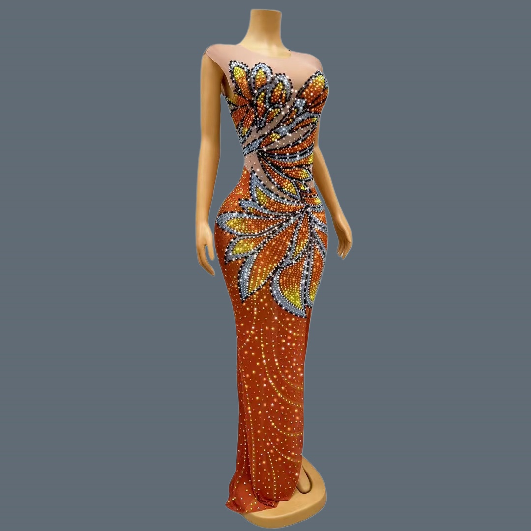 Женское вечернее платье макси  – обзор и цена Sparkly Rhinestone Club Party Dress