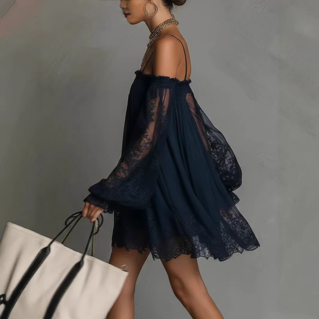 Платье-мини с открытыми плечам – обзор и цена Off Shoulder Puff Sleeve Sundress