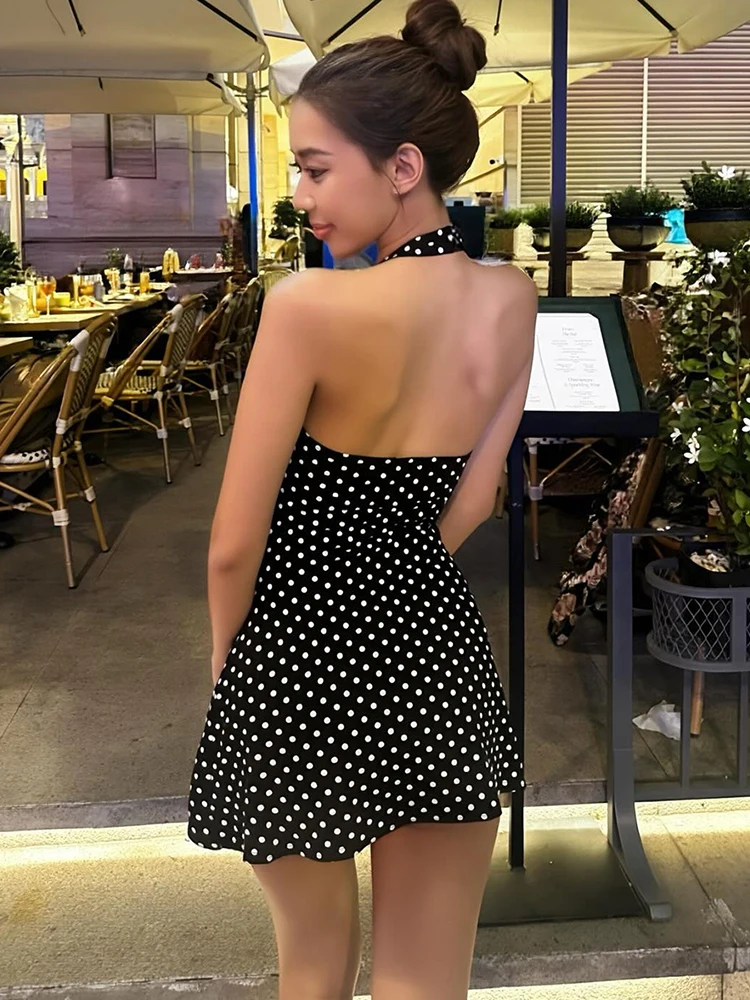 Модное женское платье FDEY с о – обзор и цена Y2K Backless Halter Mini Dress