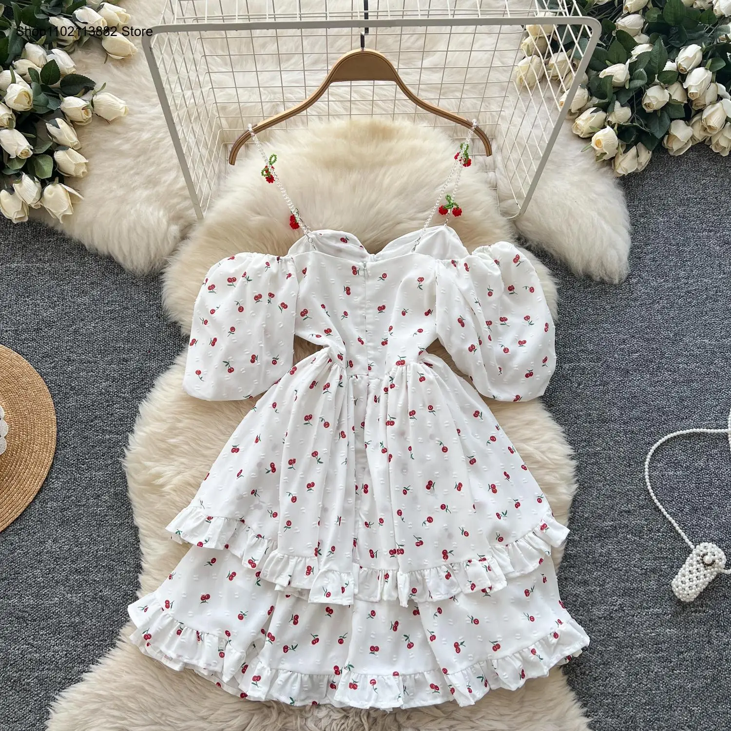 Милое платье с пышными рукавам – обзор и цена Off Shoulder Puff Sleeve Sundress