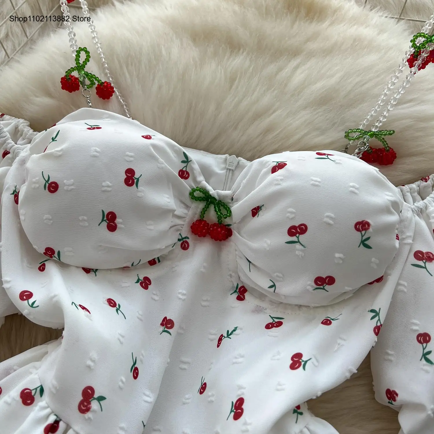 Милое платье с пышными рукавам – обзор и цена Off Shoulder Puff Sleeve Sundress