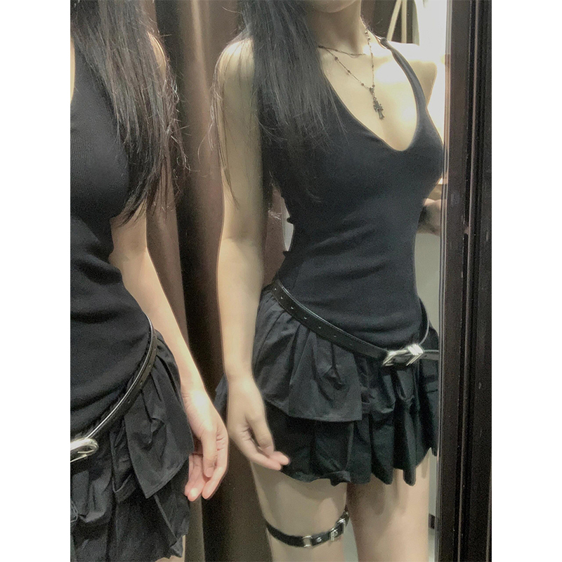 MEXZT Y2K черное мини-платье ж – обзор и цена Y2K Backless Halter Mini Dress