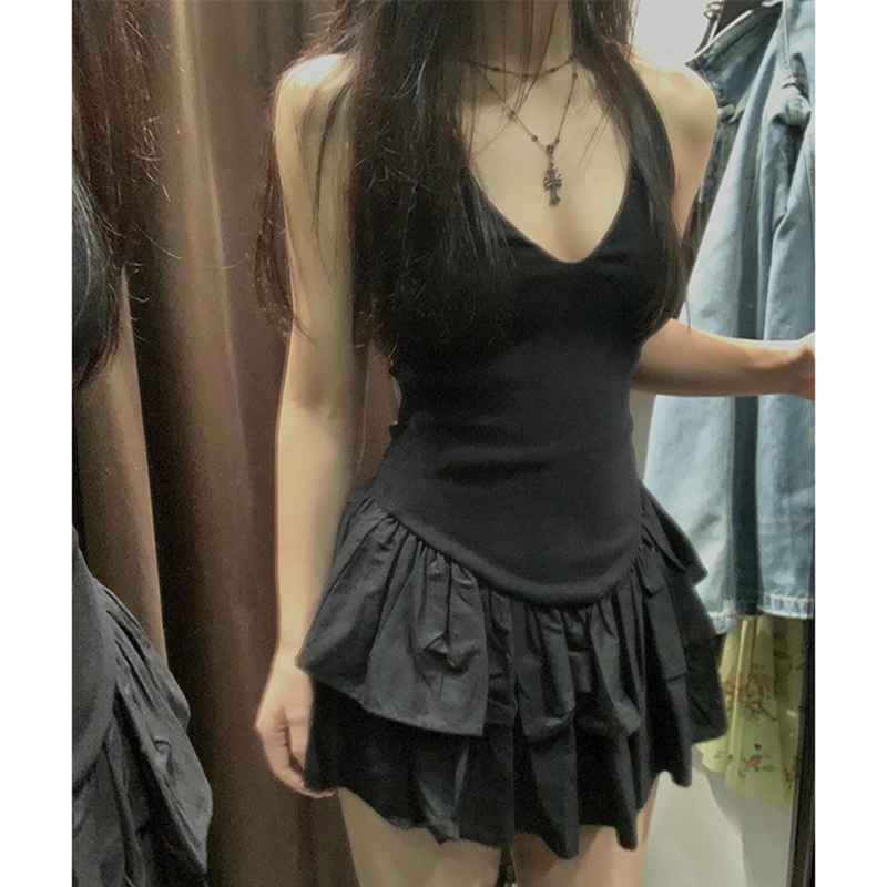 MEXZT Y2K черное мини-платье ж – обзор и цена Y2K Backless Halter Mini Dress