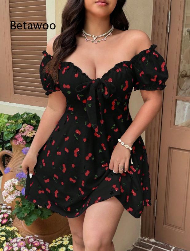 Женское мини-платье с цветочны – обзор и цена Off Shoulder Puff Sleeve Sundress