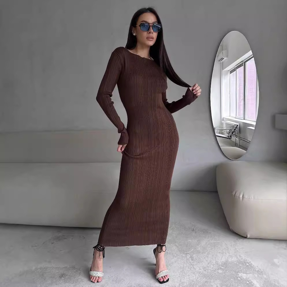 Женское элегантное платье макс – обзор и цена Bodycon Long Sleeve Ribbed Dress