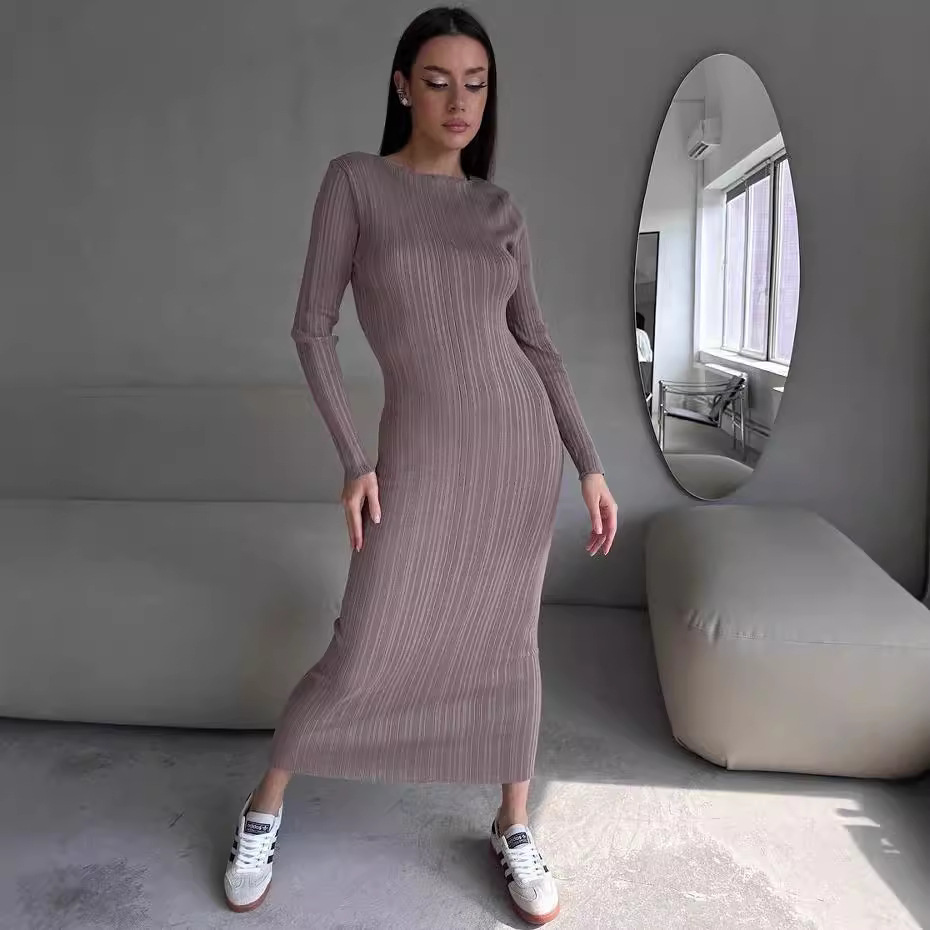 Женское элегантное платье макс – обзор и цена Bodycon Long Sleeve Ribbed Dress