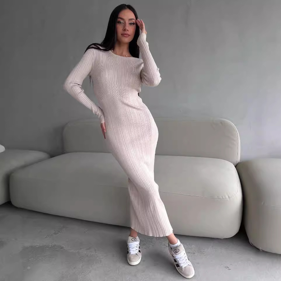 Женское элегантное платье макс – обзор и цена Bodycon Long Sleeve Ribbed Dress