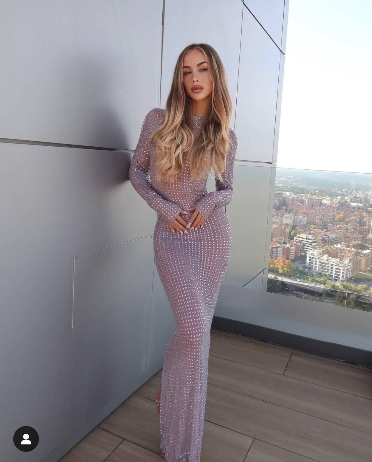 Новинка 2025, прозрачное плать – обзор и цена Sparkly Rhinestone Club Party Dress