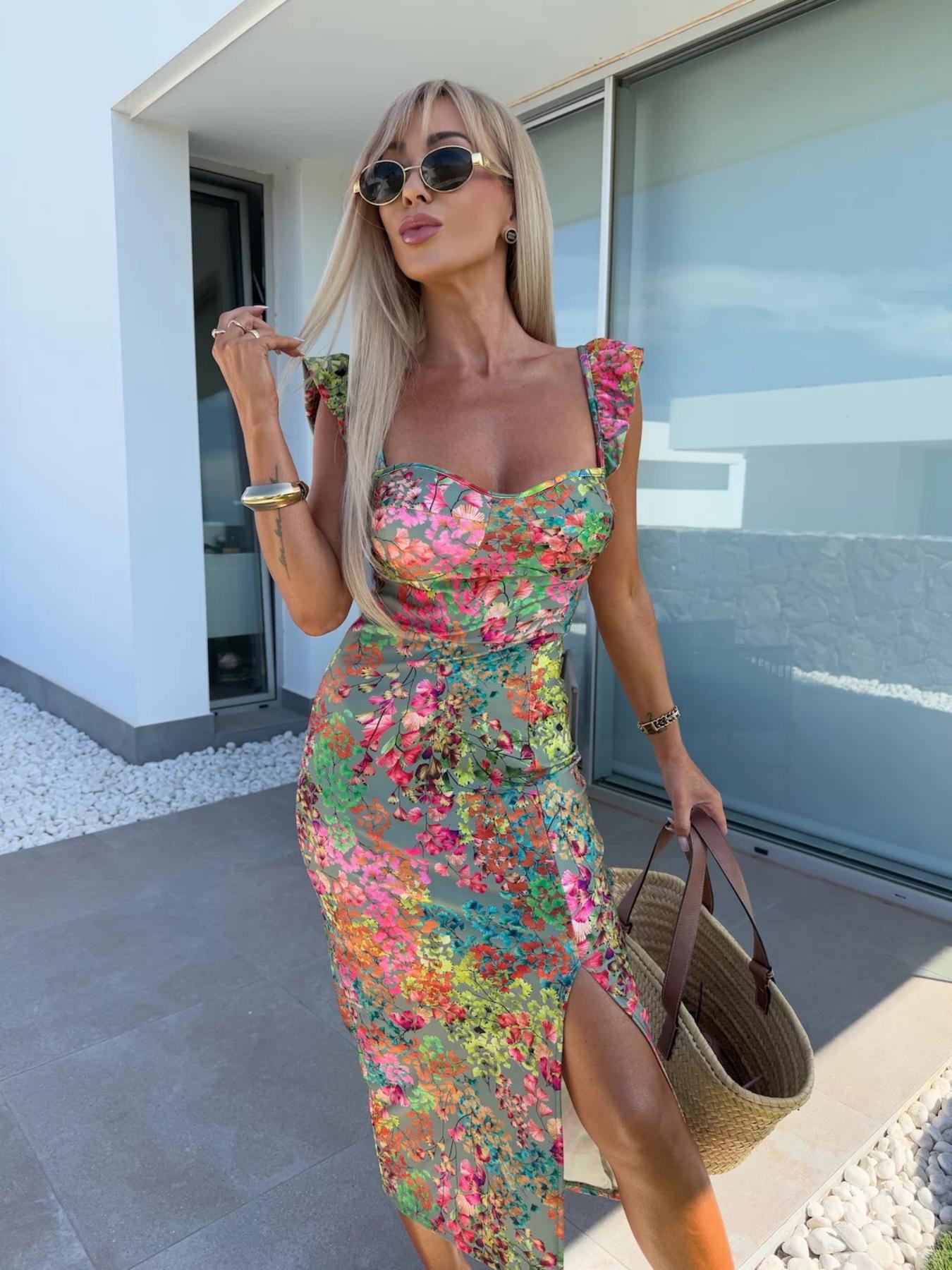 Новое европейское и американск – обзор и цена French Vintage Floral Midi Dress