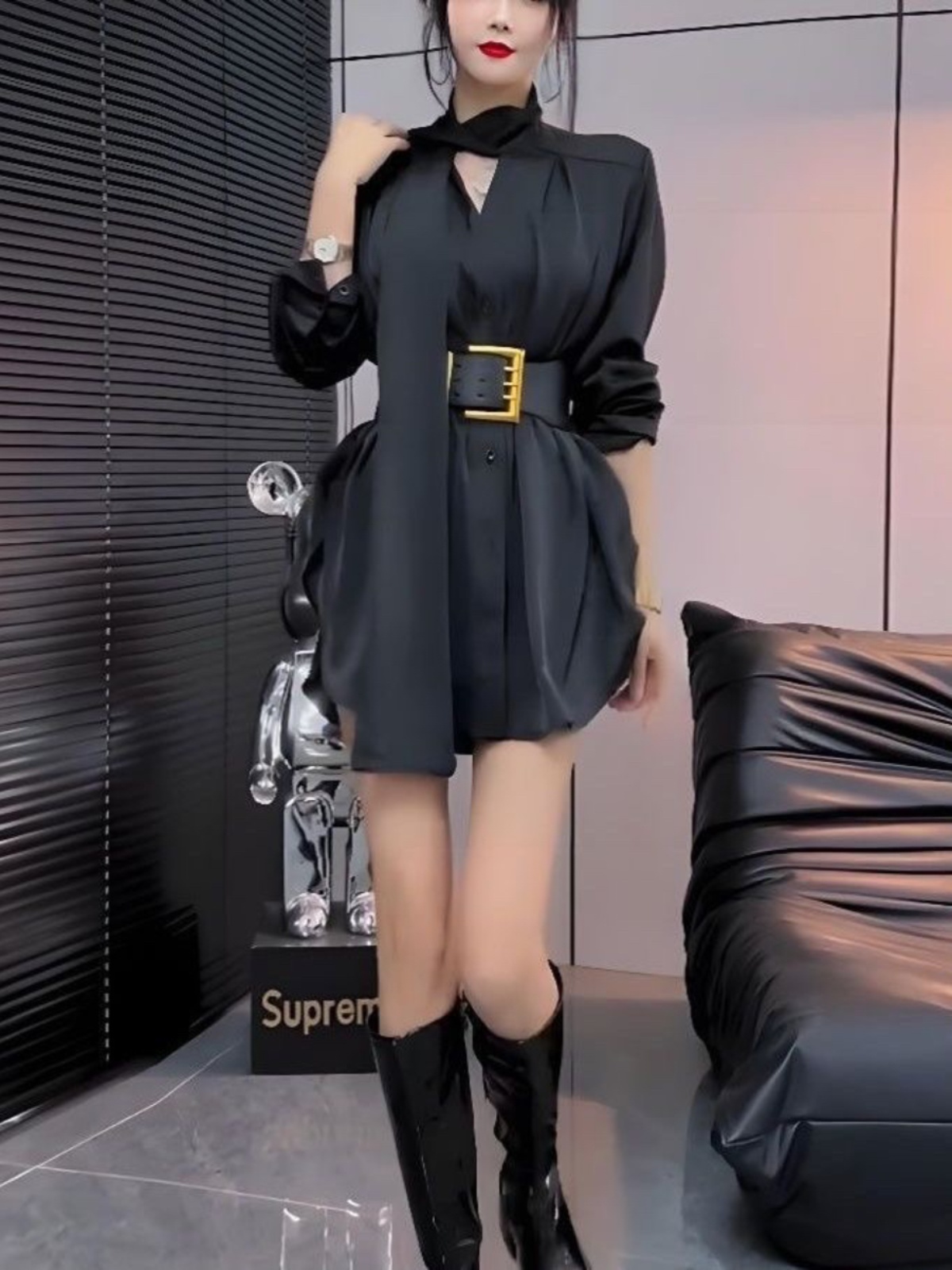 Белое шелковое платье-рубашка  – обзор и цена Korean Style A Line Shirt Dress