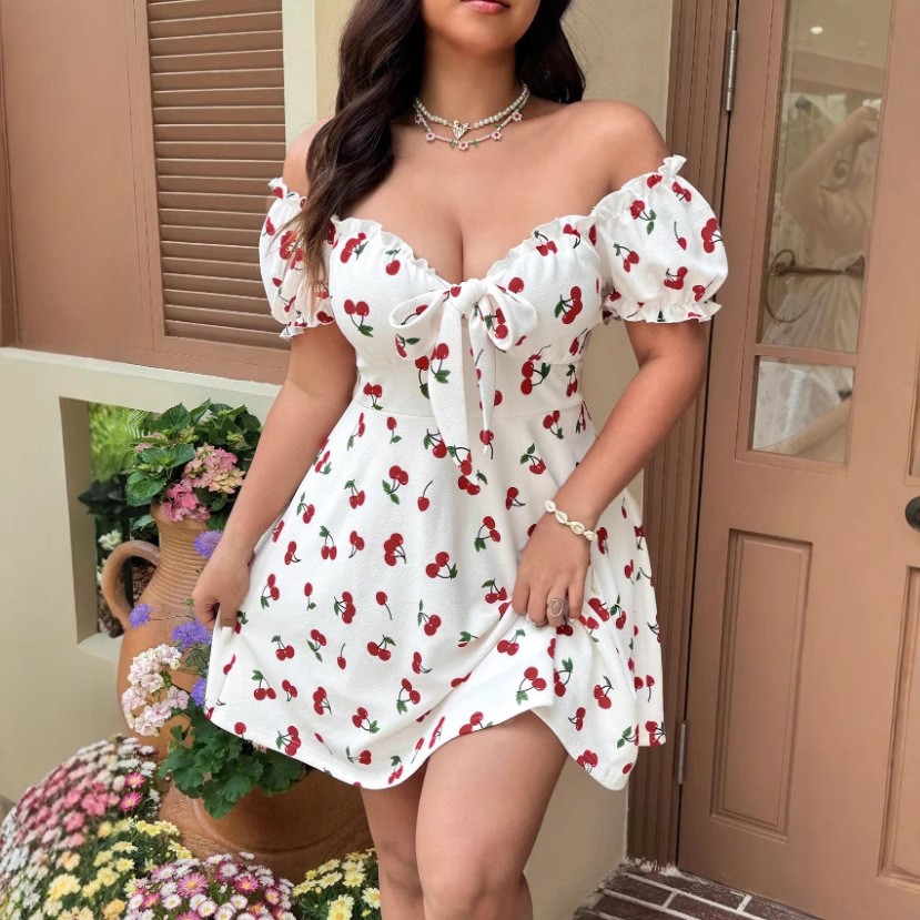 Летнее женское платье с цветоч – обзор и цена Off Shoulder Puff Sleeve Sundress