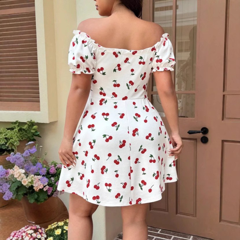 Летнее женское платье с цветоч – обзор и цена Off Shoulder Puff Sleeve Sundress