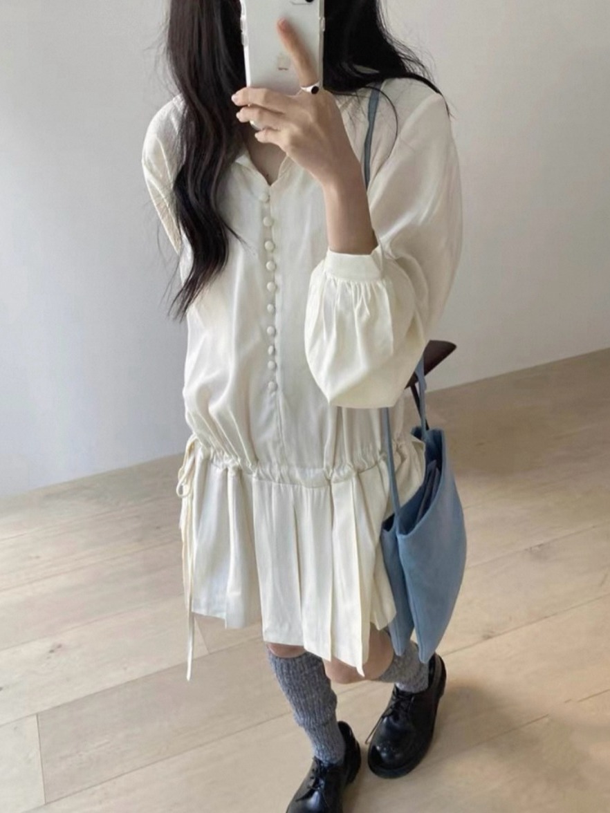 Женское платье-рубашка с длинн – обзор и цена Korean Style A Line Shirt Dress