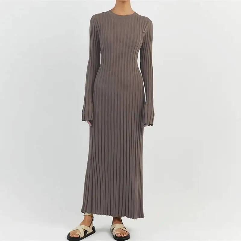 Женское элегантное трикотажное – обзор и цена Bodycon Long Sleeve Ribbed Dress