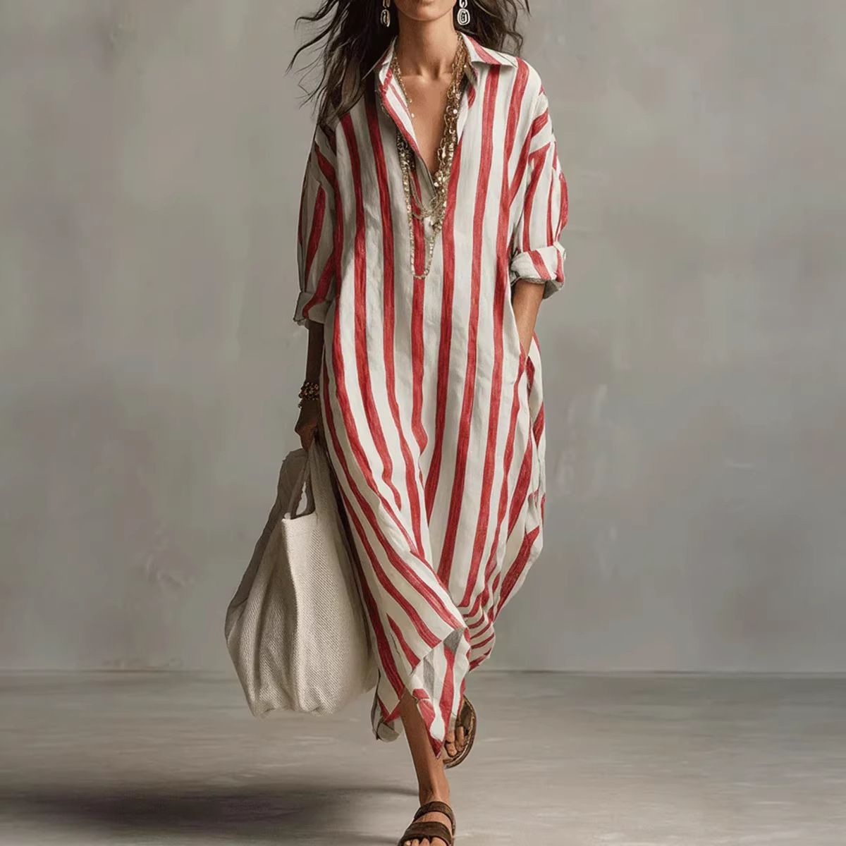Летнее элегантное льняное плат – обзор и цена Casual Loose Linen Shirt Dress