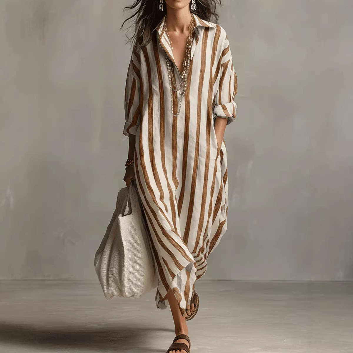Летнее элегантное льняное плат – обзор и цена Casual Loose Linen Shirt Dress