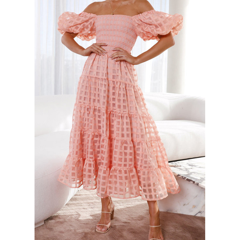 Элегантное женское летнее длин – обзор и цена Off Shoulder Puff Sleeve Sundress